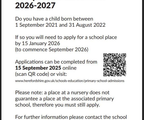 Reception Admissions Poster 2026