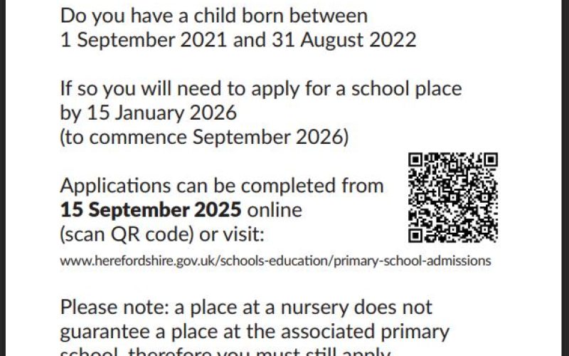 Reception Admissions Poster 2026